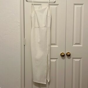 White Asymmetrical Petal & Pup Midi Dress